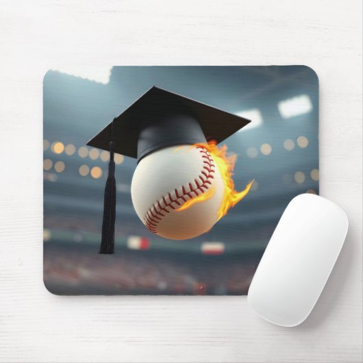 Baseballabschluss mit Flammen Mousepad (Mit Mouse)