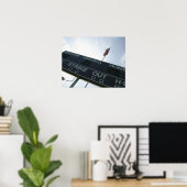 Baseballanzeiger mit amerikanischer Flagge Poster (Heimbüro)