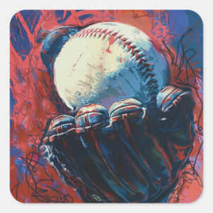 Baseballaufkleber Quadratischer Aufkleber