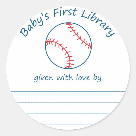 Baseballbabys erstes Buchzeichen in der Bibliothek Runder Aufkleber (Vorderseite)