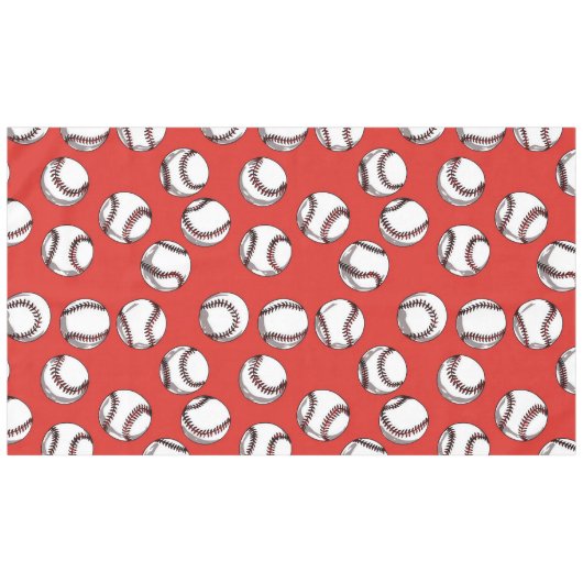 Baseballball auf rotem Hintergrund Tischdecke (Vorderseite (Horizontal))