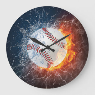 Baseballball Große Wanduhr