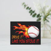 Baseballball in Flammen mit lustigem Zitat Postkarte (Stehend Vorderseite)
