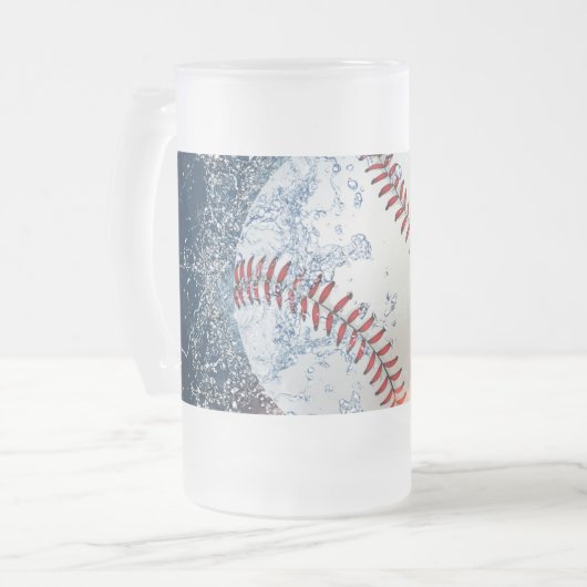 Baseballball Mattglas Bierglas (Vorderseite Links)