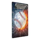 Baseballball Mini Klemmbrett (Schrägansicht)