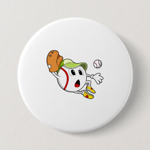 Baseballball mit Baseballhandschuh und -kappe Button
