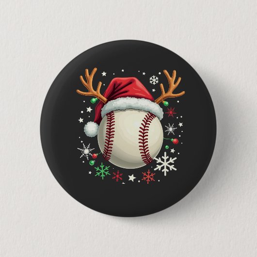 Baseballball mit Rentierhorden und Weihnachten Button (Vorderseite)