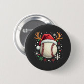 Baseballball mit Rentierhorden und Weihnachten Button (Vorne & Hinten)