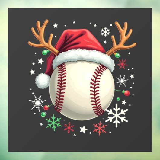 Baseballball mit Rentierhorden und Weihnachten Fensteraufkleber (Blatt 3)