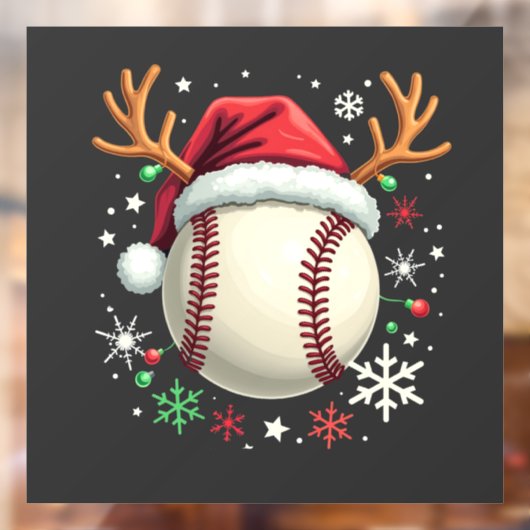 Baseballball mit Rentierhorden und Weihnachten Fensteraufkleber (Blatt 2)