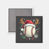 Baseballball mit Rentierhorden und Weihnachten Magnet (Vorderseite/Rückseite)