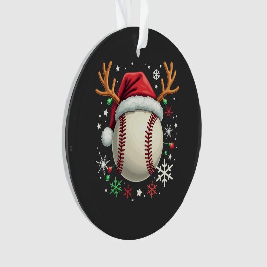 Baseballball mit Rentierhorden und Weihnachten Ornament (Vorderseite)