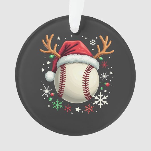 Baseballball mit Rentierhorden und Weihnachten Ornament (Vorderseite)