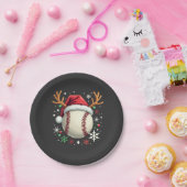 Baseballball mit Rentierhorden und Weihnachten Pappteller (Party)