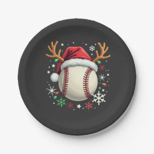 Baseballball mit Rentierhorden und Weihnachten Pappteller