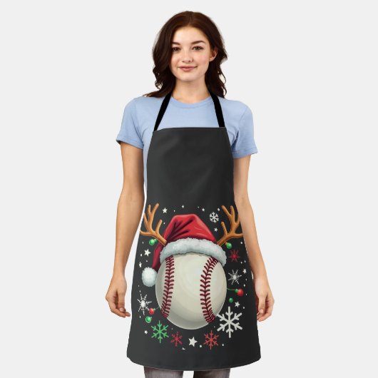 Baseballball mit Rentierhorden und Weihnachten Schürze (Getragen)