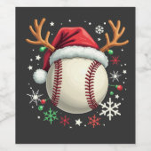 Baseballball mit Rentierhorden und Weihnachten Weinetikett (Einzelnes Label)