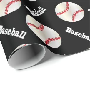 Baseballball mit schwarzem Hintergrund Geschenkpapier