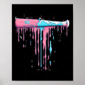 Baseballball mit Sprinklen Tropfen für Baseballspi Poster (Vorne)