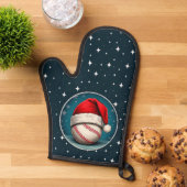 Baseballball mit Weihnachtsmannmütze Schneeflocken Ofenhandschuh (Oben unten)