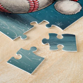 Baseballball mit Weihnachtsmannmütze Schneeflocken Puzzle (Seite)