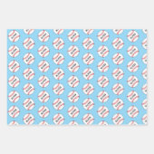 Baseballball Muster Kinder Name Geburtstag Verpack Geschenkpapier Set (Vorderseite 3)