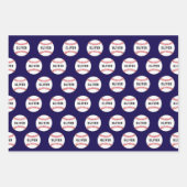 Baseballball Muster Kinder Name Geburtstag Verpack Geschenkpapier Set (Vorderseite)