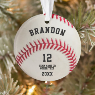 Baseballball Roter Stich Foto Personalisierte Ker Ornament