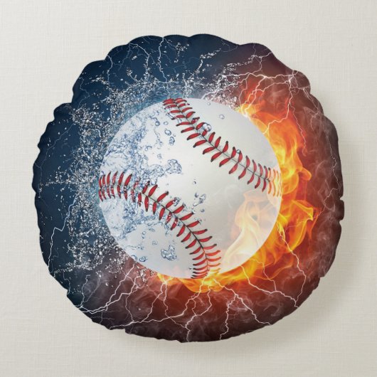 Baseballball Rundes Kissen (Vorderseite)