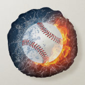Baseballball Rundes Kissen (Rückseite)