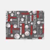 Baseballball-Sportgrauer individuelle Name Fleecedecke (Vorderseite (Horizontal))