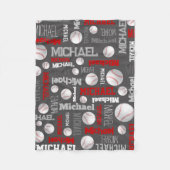 Baseballball-Sportgrauer individuelle Name Fleecedecke (Vorderseite)