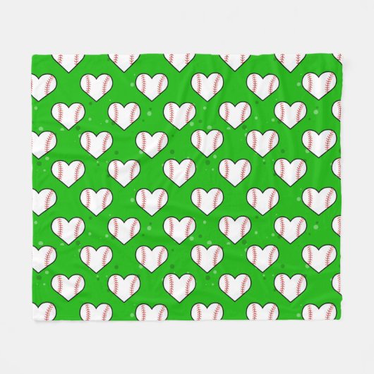 Baseballball-Textur in Herzform - Muster Fleecedecke (Vorderseite (Horizontal))