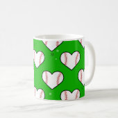 Baseballball-Textur in Herzform - Muster  Kaffeetasse (VorderseiteRechts)