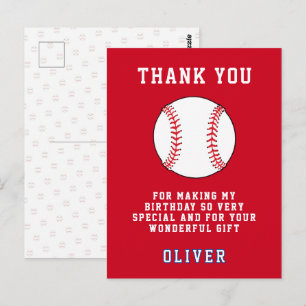 Baseballball-Themen-Kindergeburtstags-Dankeschön Postkarte