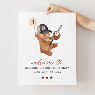 Baseballbanner zum 1. Geburtstag - Begrüßungszeich Poster