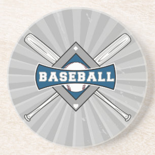 Baseballdiamantenlogo, grau-blau getränkeuntersetzer