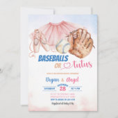 Basebälle oder Tutus Geschlecht Enthüllung Einladung (Vorderseite)