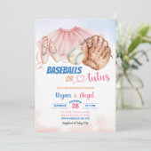 Basebälle oder Tutus Geschlecht Enthüllung Einladung (Stehend Vorderseite)