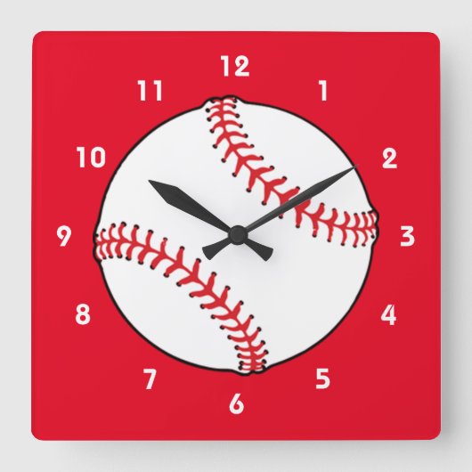 Baseballeckwand Quadratische Wanduhr (Vorderseite)