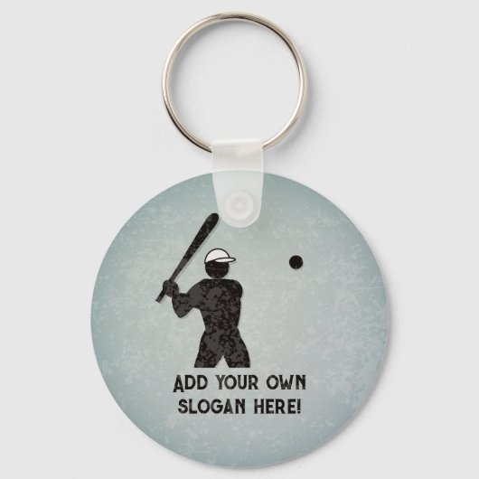 Baseballer - Action-Pose - Ihr Text auf beiden Sei Schlüsselanhänger (Vorderseite)