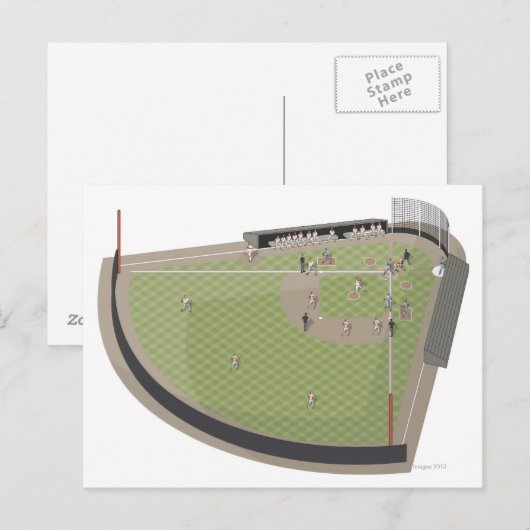 Baseballfeld Postkarte (Vorne/Hinten)