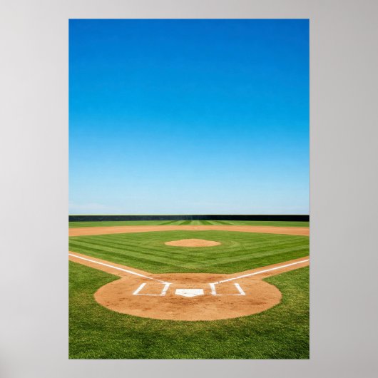 Baseballfeld unter strahlend blauem Himmel Poster (Vorne)