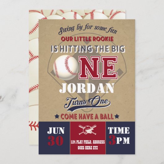 Baseballgeburtstagseinladung Einladung (Vorne/Hinten)