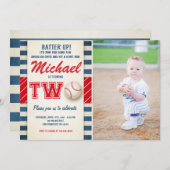 Baseballgeburtstagseinladung zwei Jungen-Sport Einladung (Vorne/Hinten)