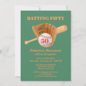 Baseballhandschuh Batting Fifty Männer 50. Geburts Einladung (Vorderseite)