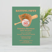 Baseballhandschuh Batting Fifty Männer 50. Geburts Einladung (Stehend Vorderseite)