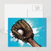 Baseballhandschuh mit Baseball Postkarte (Vorne/Hinten)
