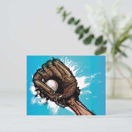 Baseballhandschuh mit Baseball Postkarte (Stehend Vorderseite)