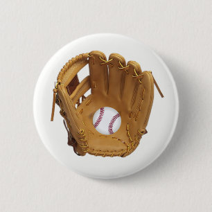 Baseballhandschuh oder Mitt mit Baseballknopf Button